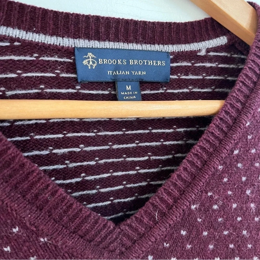 Brooks Brother Micro Dot V-Neck Wool Blend Sweater M